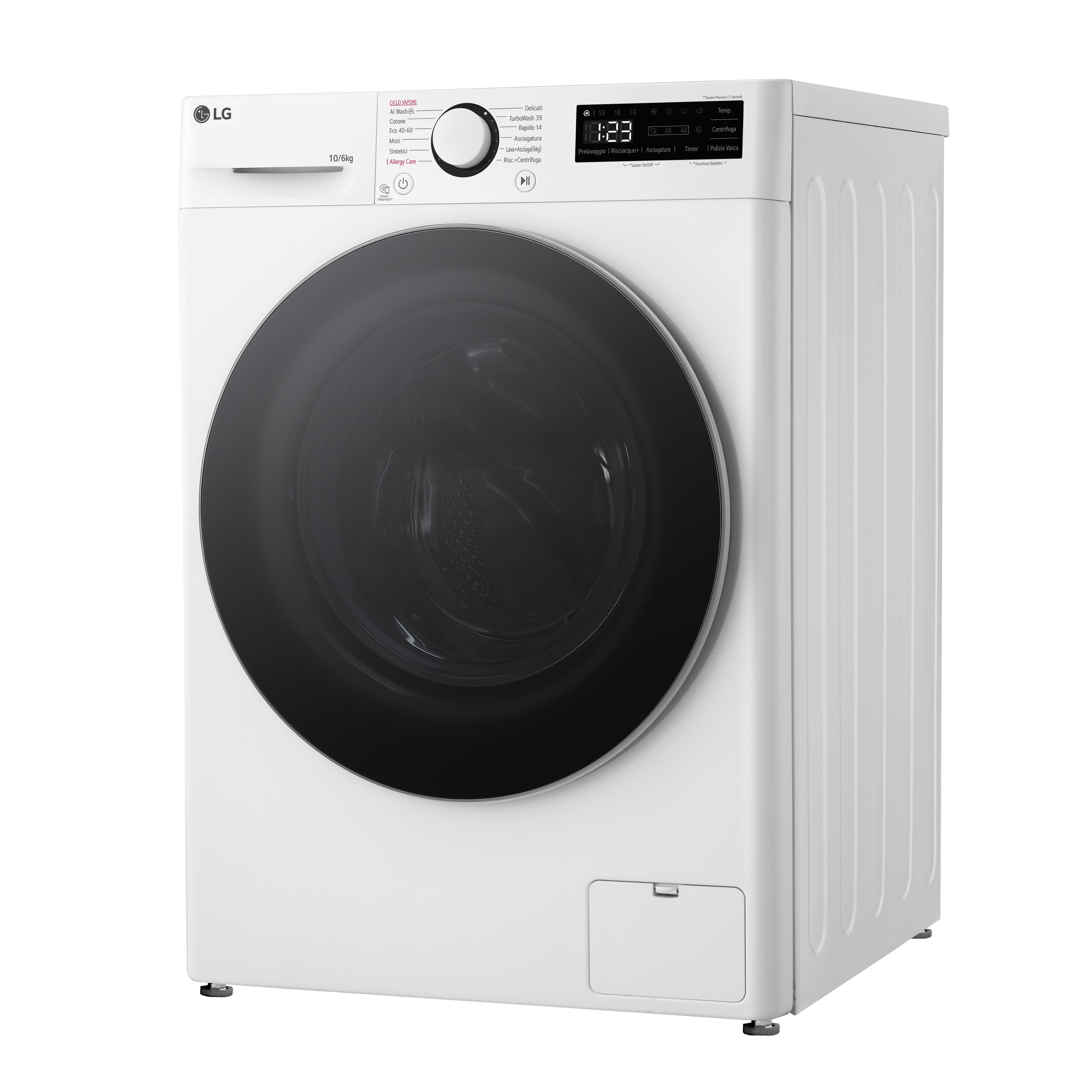 Lavasciuga Libera Installazione Serie R5 LG D4R5010TSWS 10/6kg AI DD Classe D 1400 giri/min Bianca Classe D