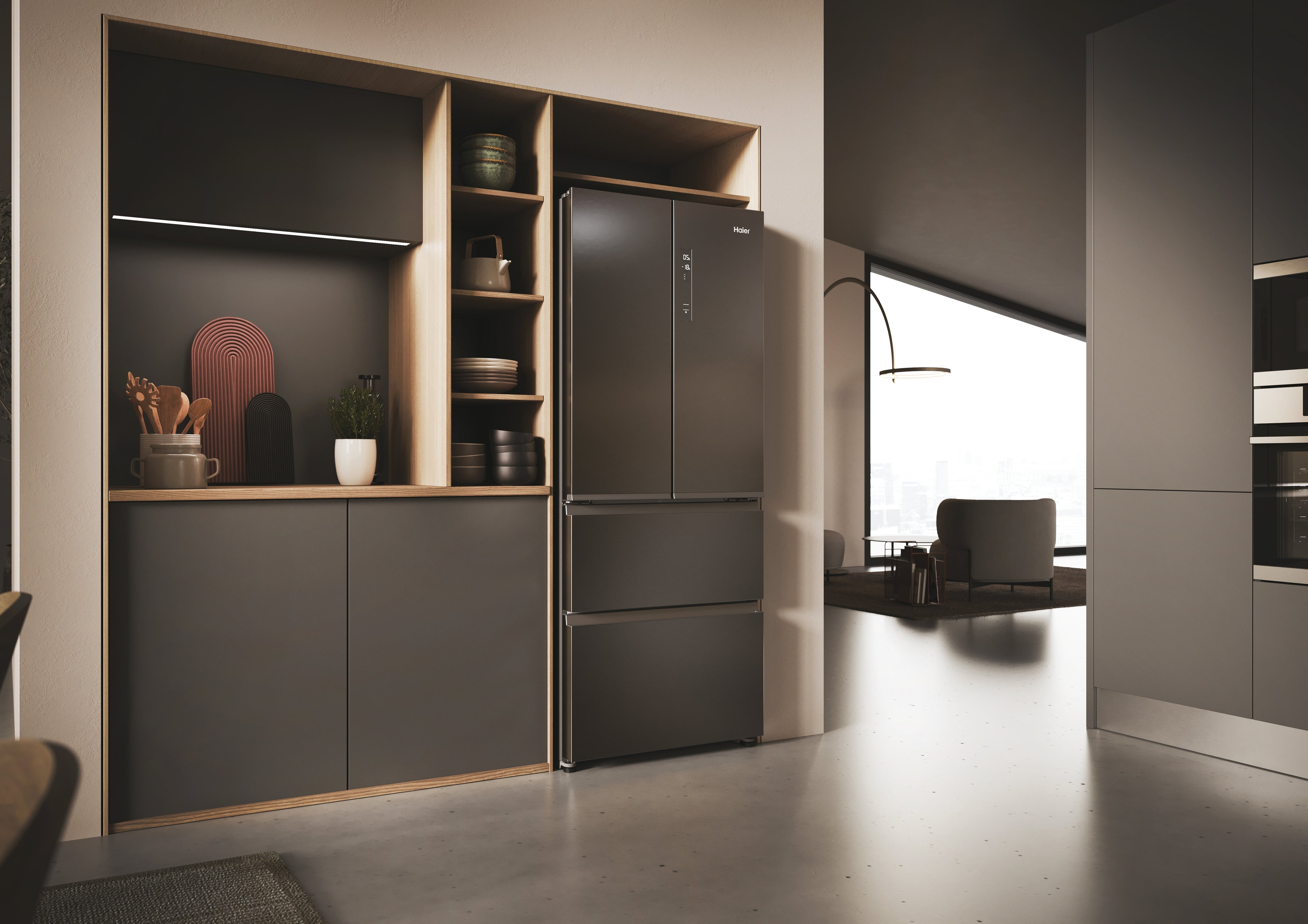 Frigorifero Side-by-Side Libera Installazione Haier HFR3718ENMD 402L Classe E Acciaio inox