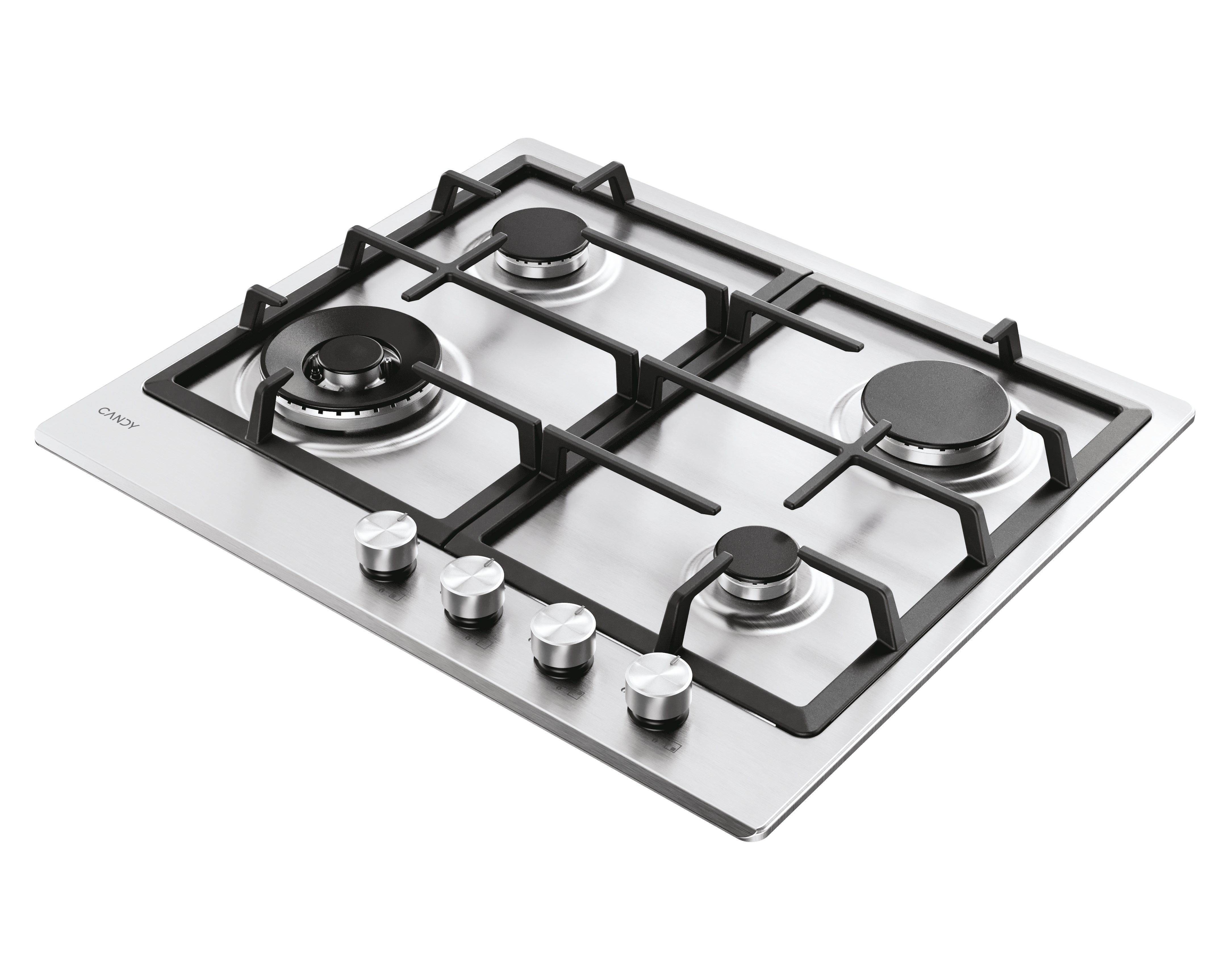 Piano Cottura a Gas Da Incasso Candy Moderna CHG6BF4WTX Acciaio Inox 60 cm Gas 4 Fornello(i)