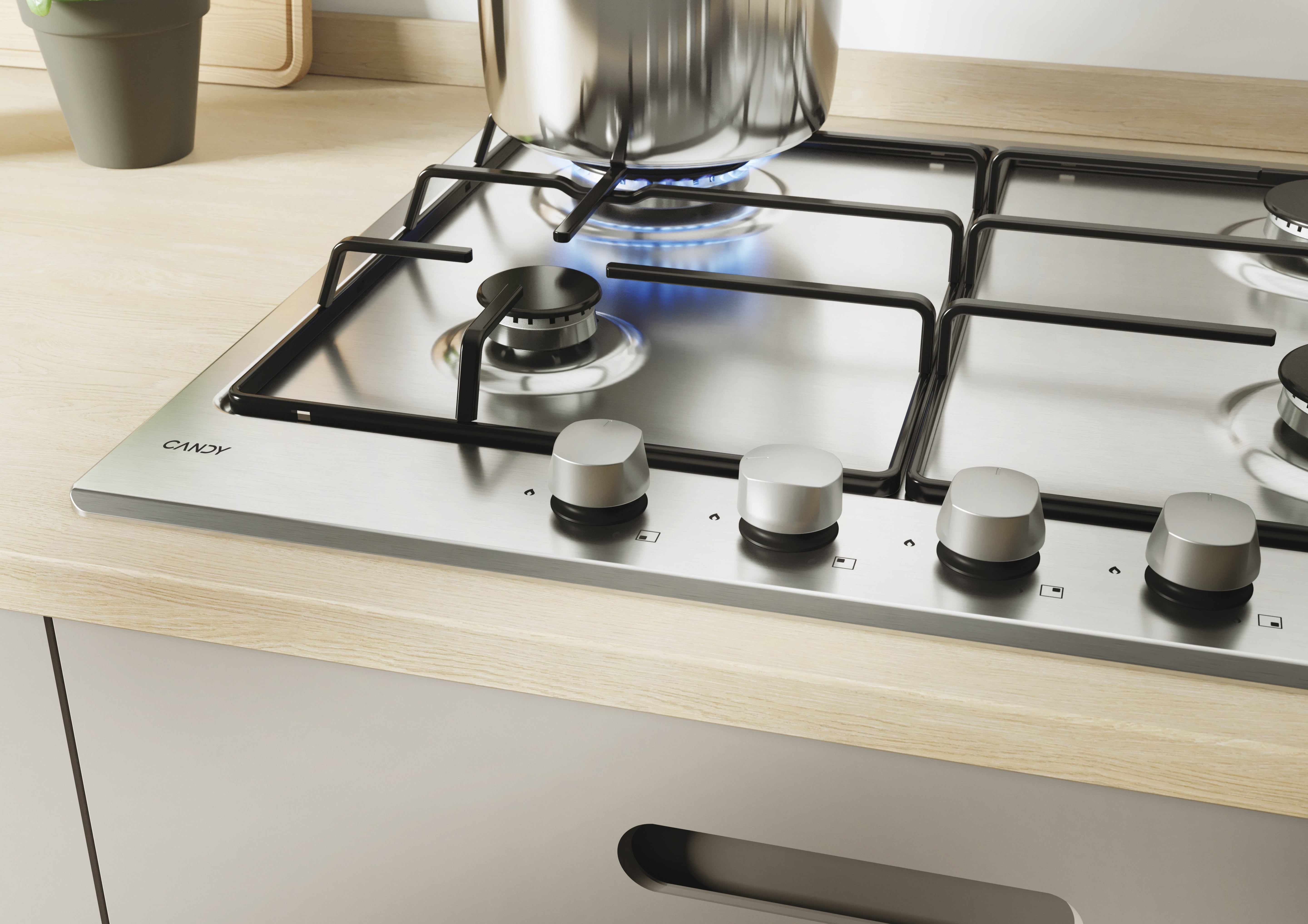Piano Cottura a Gas Da Incasso Candy Idea CHW6BRX Acciaio inox 60 cm Gas 4 Fornello(i)