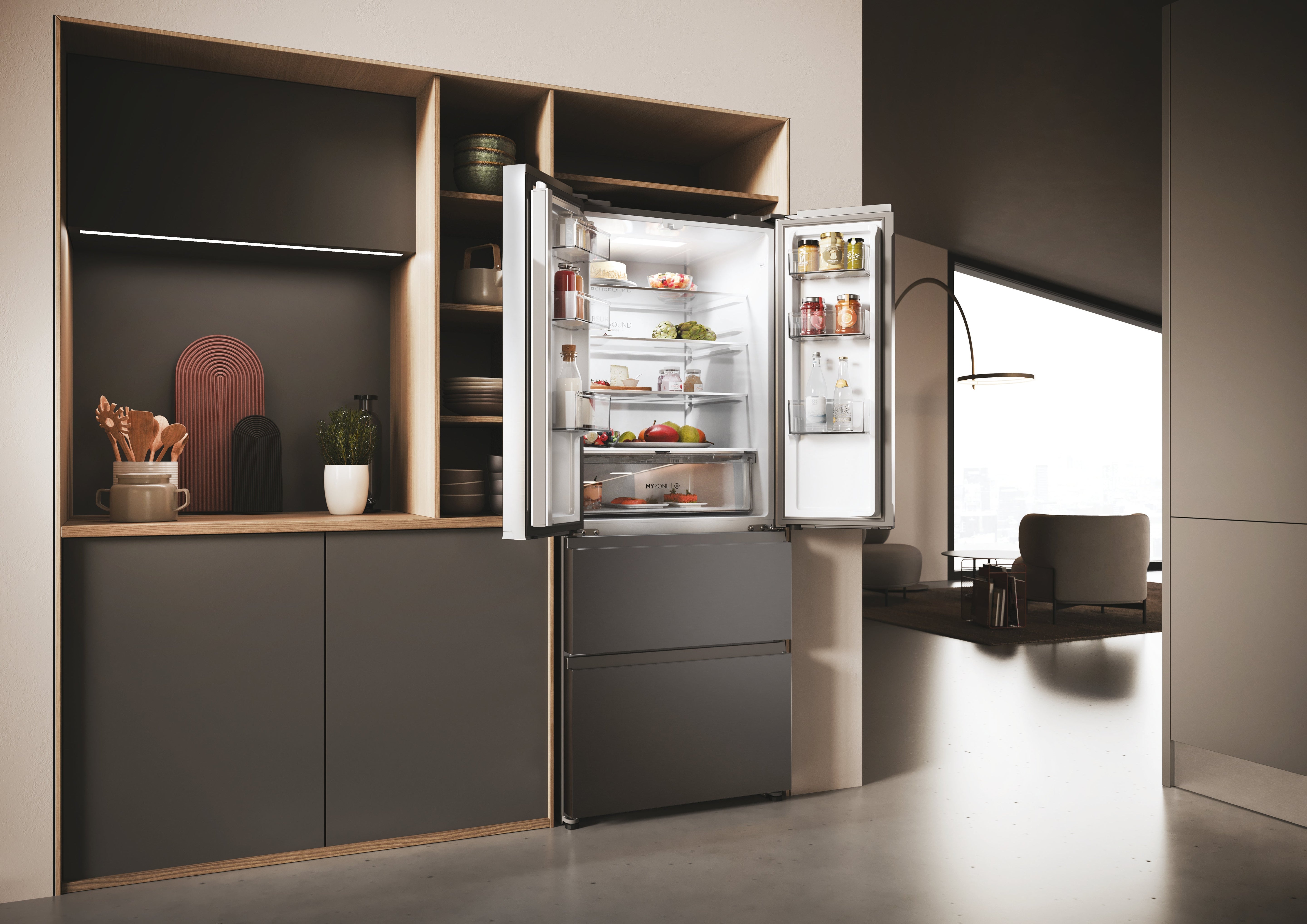 Frigorifero Side-by-Side Libera Installazione Haier HFR3718ENMD 402L Classe E Acciaio inox