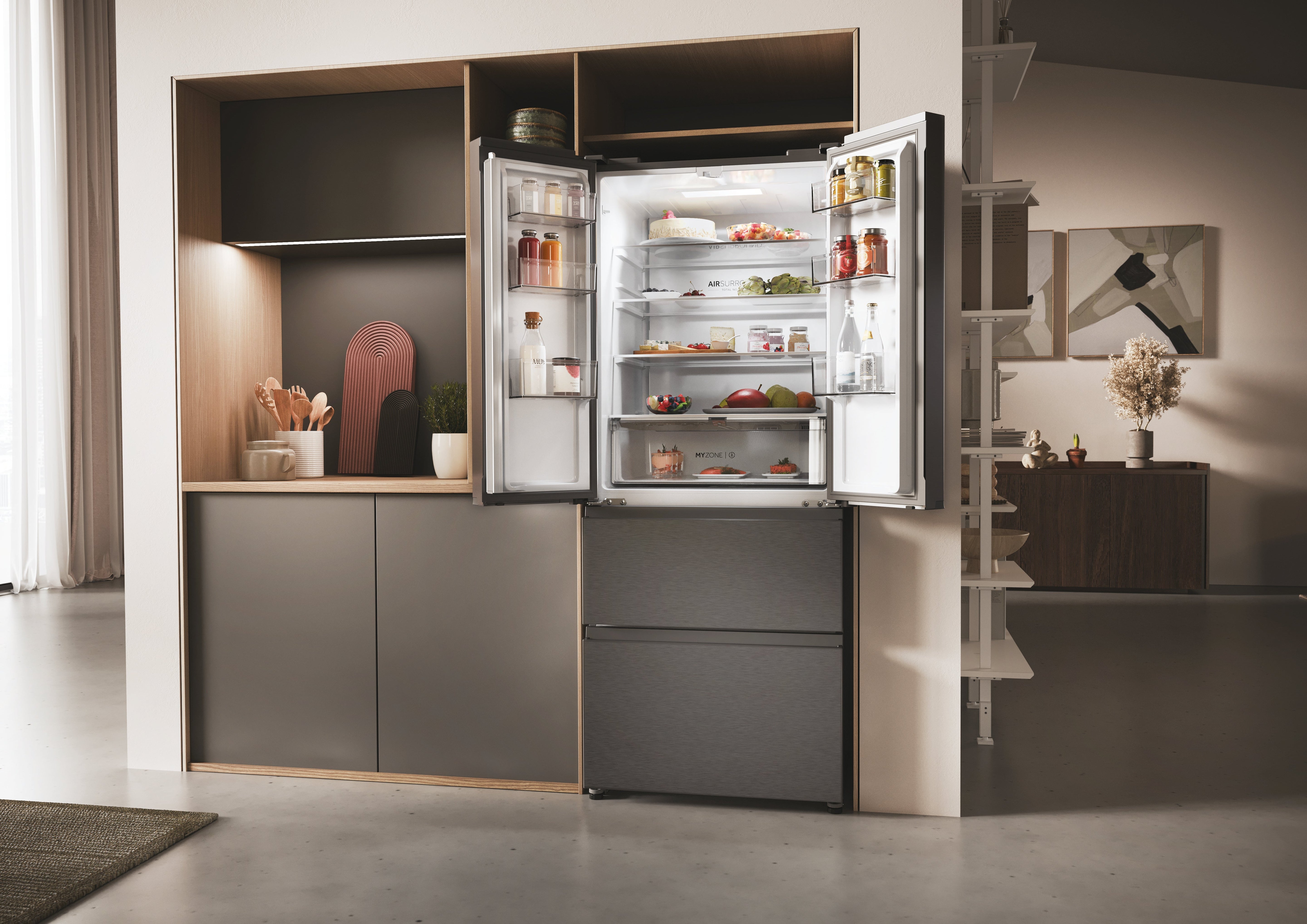 Frigorifero Side-by-Side Libera Installazione Haier HFR3718ENMD 402L Classe E Acciaio inox