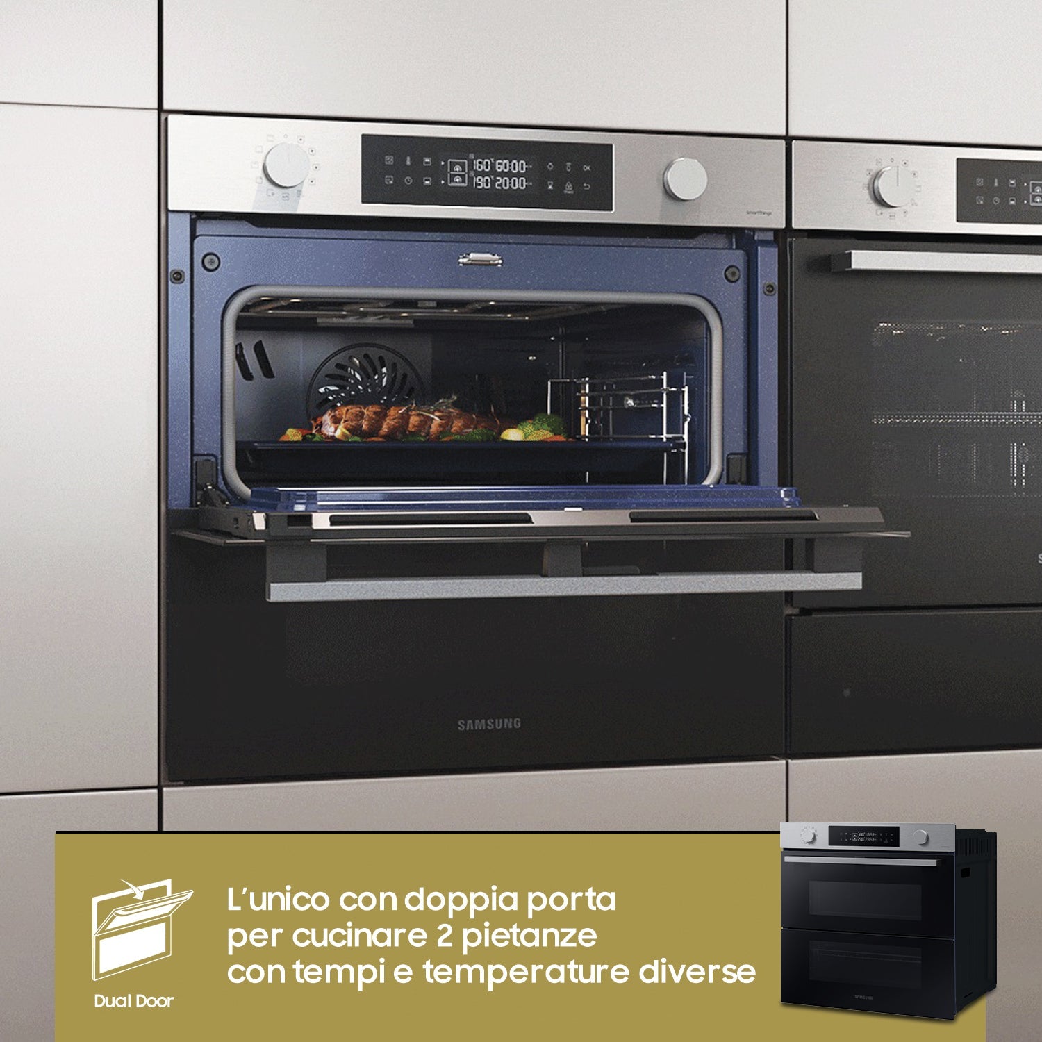 Forno Da Incasso Samsung Dual Cook Flex™ Serie 4 NV7B45403BS 76L Classe A+ Acciaio Inox