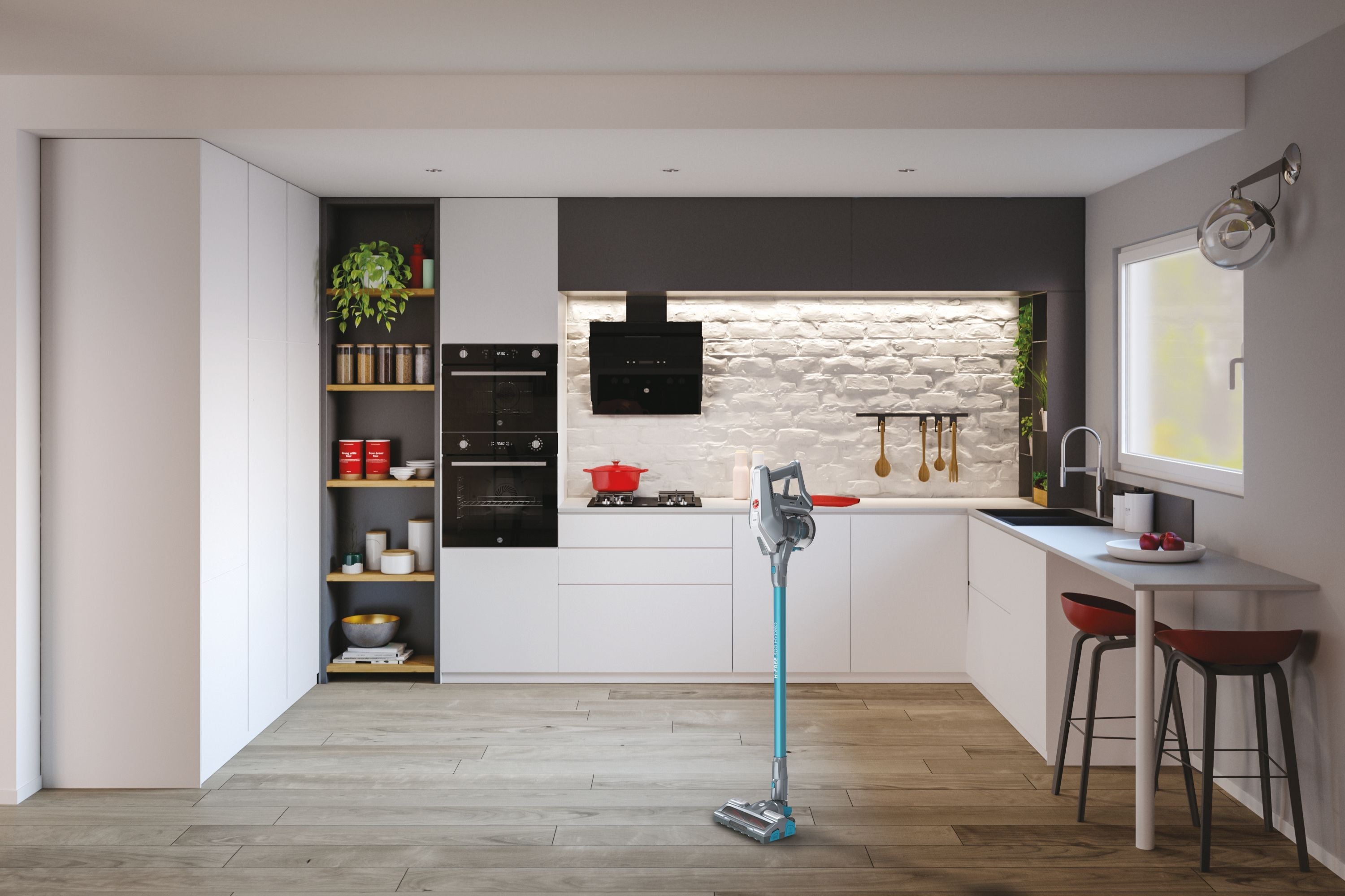 Aspirapolvere 2 in 1 senza filo Hoover FREE HYDRO HF322YHM 011 Grigio e Blu