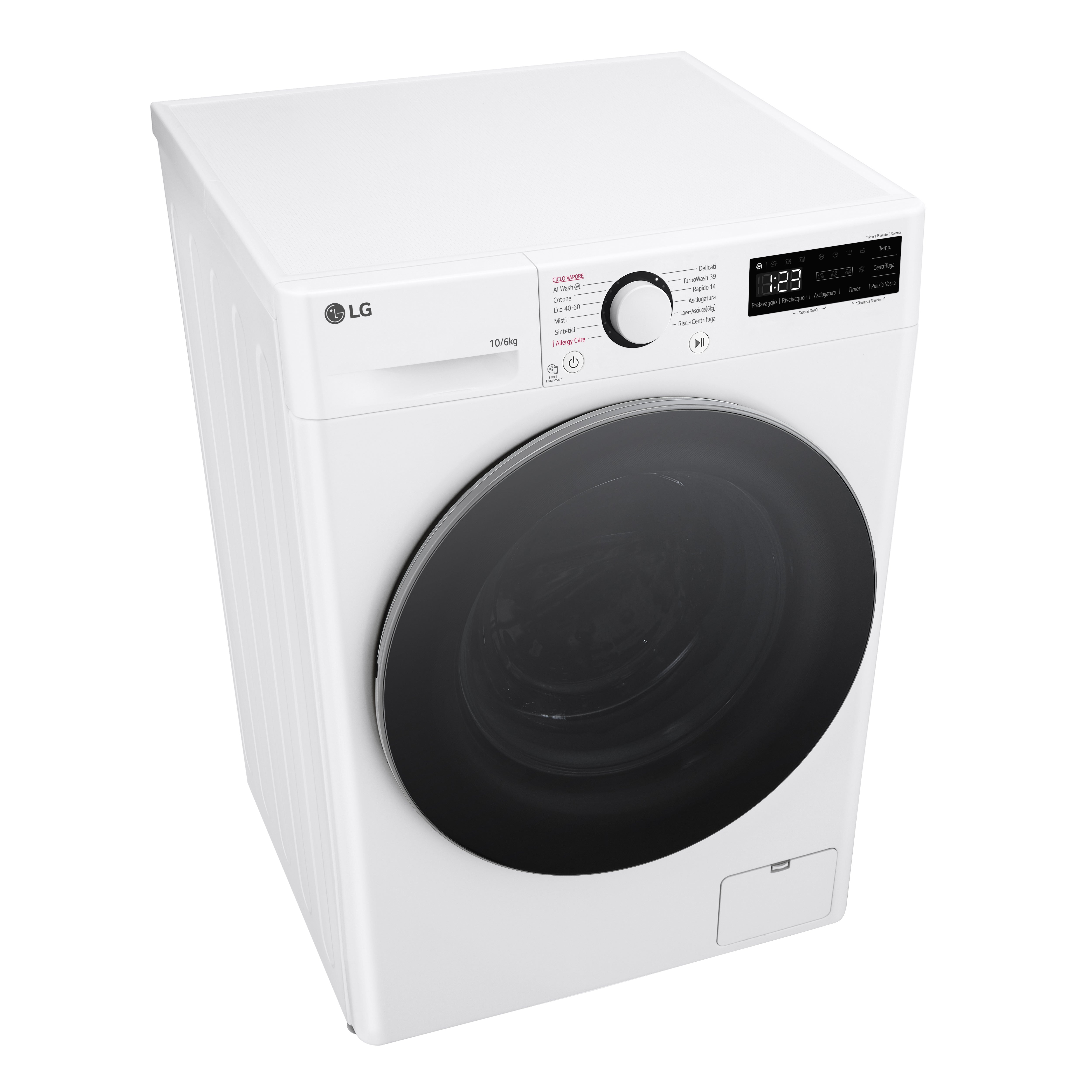 Lavasciuga Libera Installazione Serie R5 LG D4R5010TSWS 10/6kg AI DD Classe D 1400 giri/min Bianca Classe D