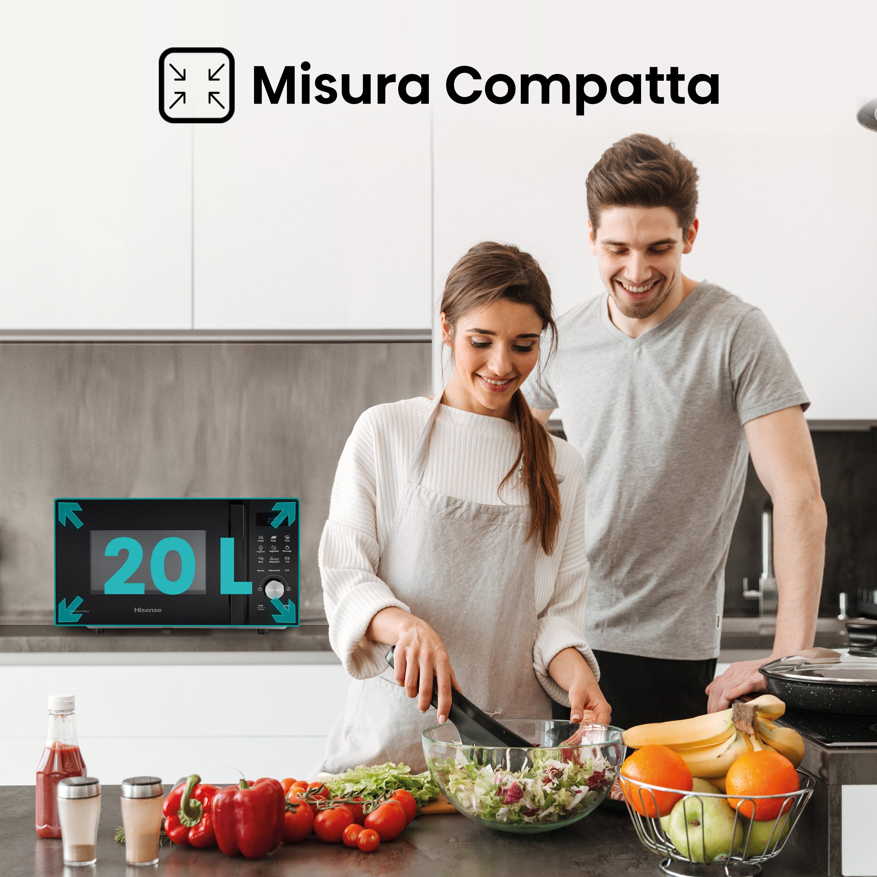 Microonde Grill Libera Installazione Hisense H20MOBSD1HG Nero 700 W (20L)