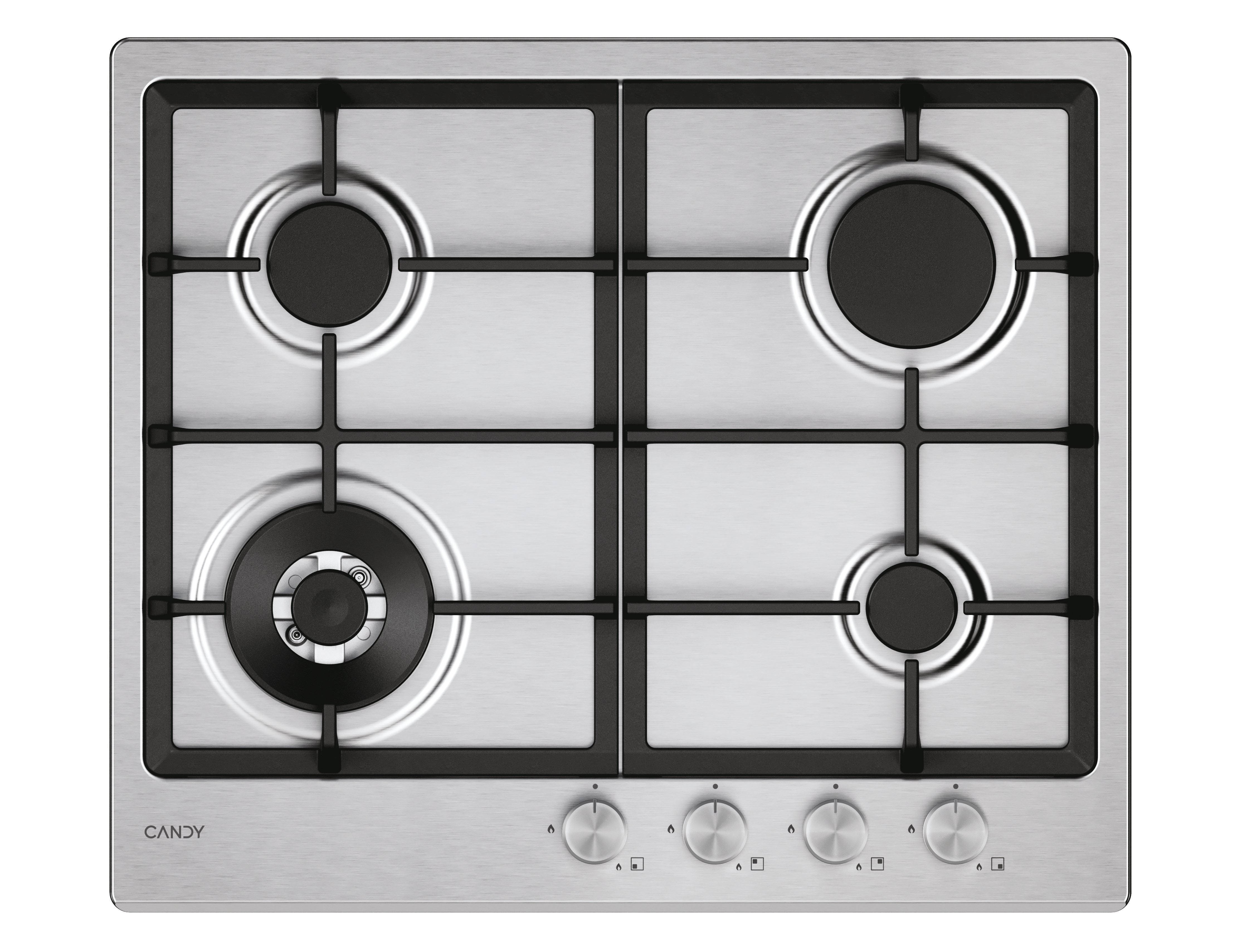 Piano Cottura a Gas Da Incasso Candy Moderna CHG6BF4WTX Acciaio Inox 60 cm Gas 4 Fornello(i)