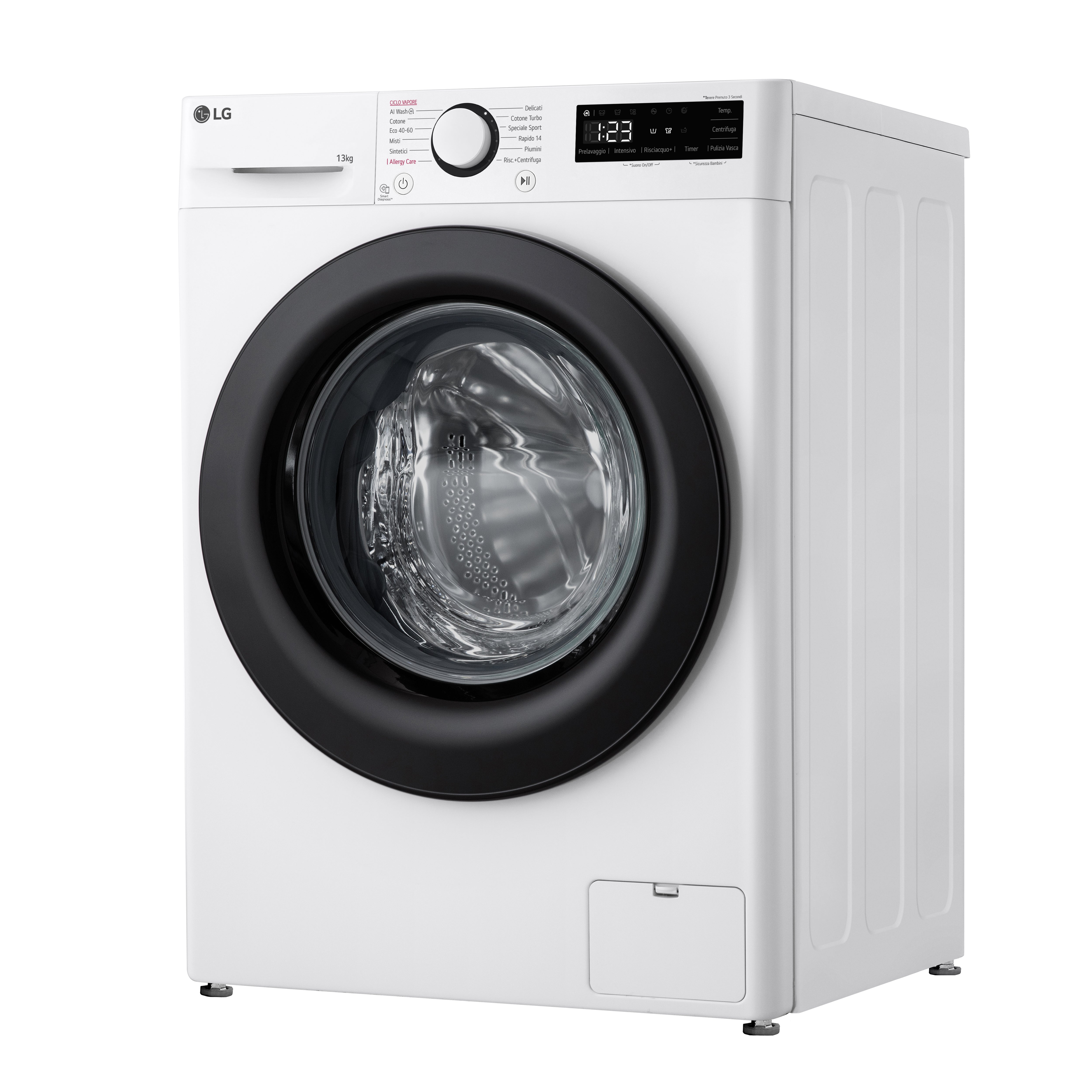 Lavatrice a Vapore Libera Installazione Caricamento Frontale LG F4R3013NSWB 13kg AI DD Classe A 1400 giri/min