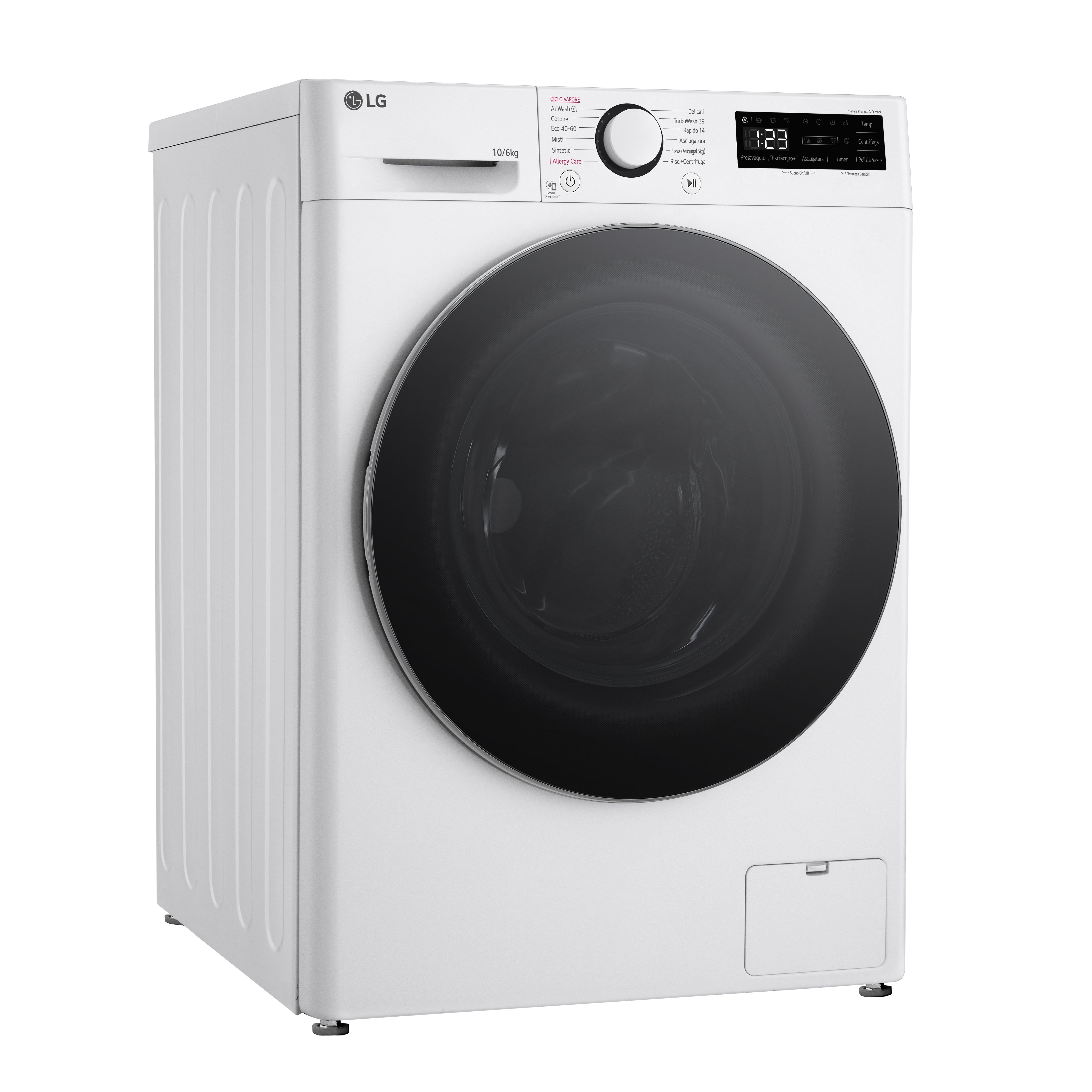 Lavasciuga Libera Installazione Serie R5 LG D4R5010TSWS 10/6kg AI DD Classe D 1400 giri/min Bianca Classe D