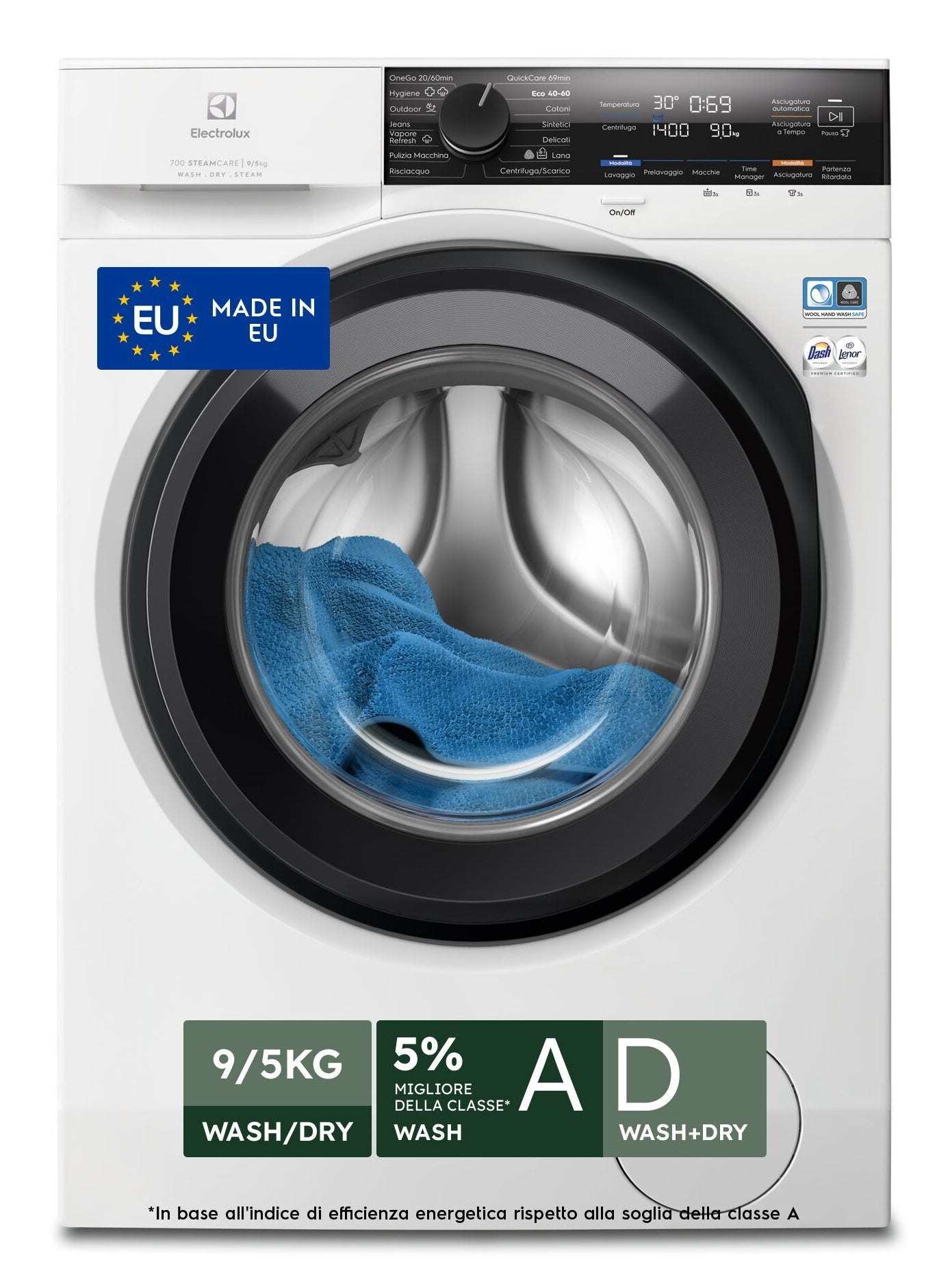 Lavasciuga Libera Installazione Caricamento Frontale Electrolux EW7W495G 9/5kg Bianco Classe D