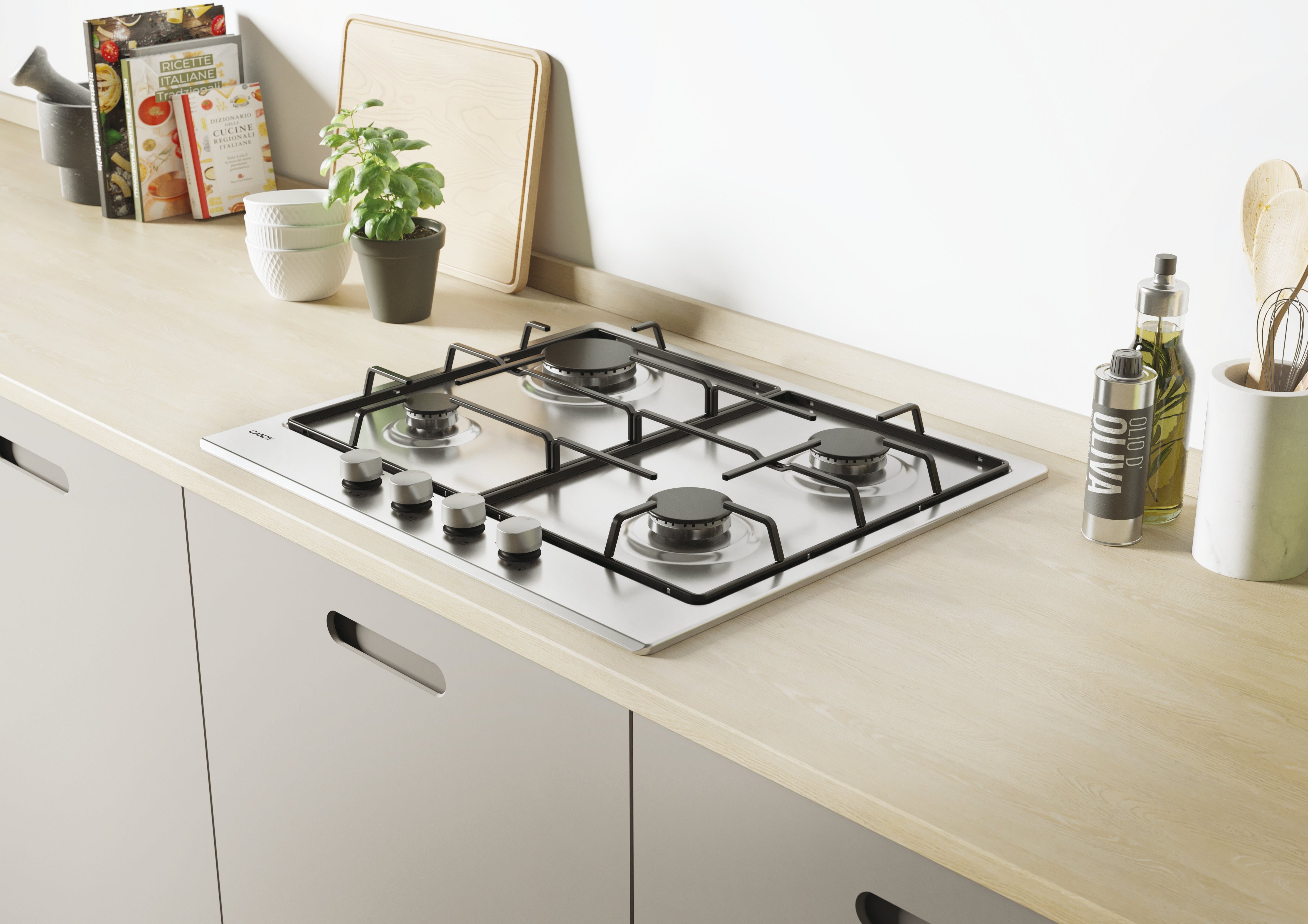 Piano Cottura a Gas Da Incasso Candy Idea CHW6BRX Acciaio inox 60 cm Gas 4 Fornello(i)