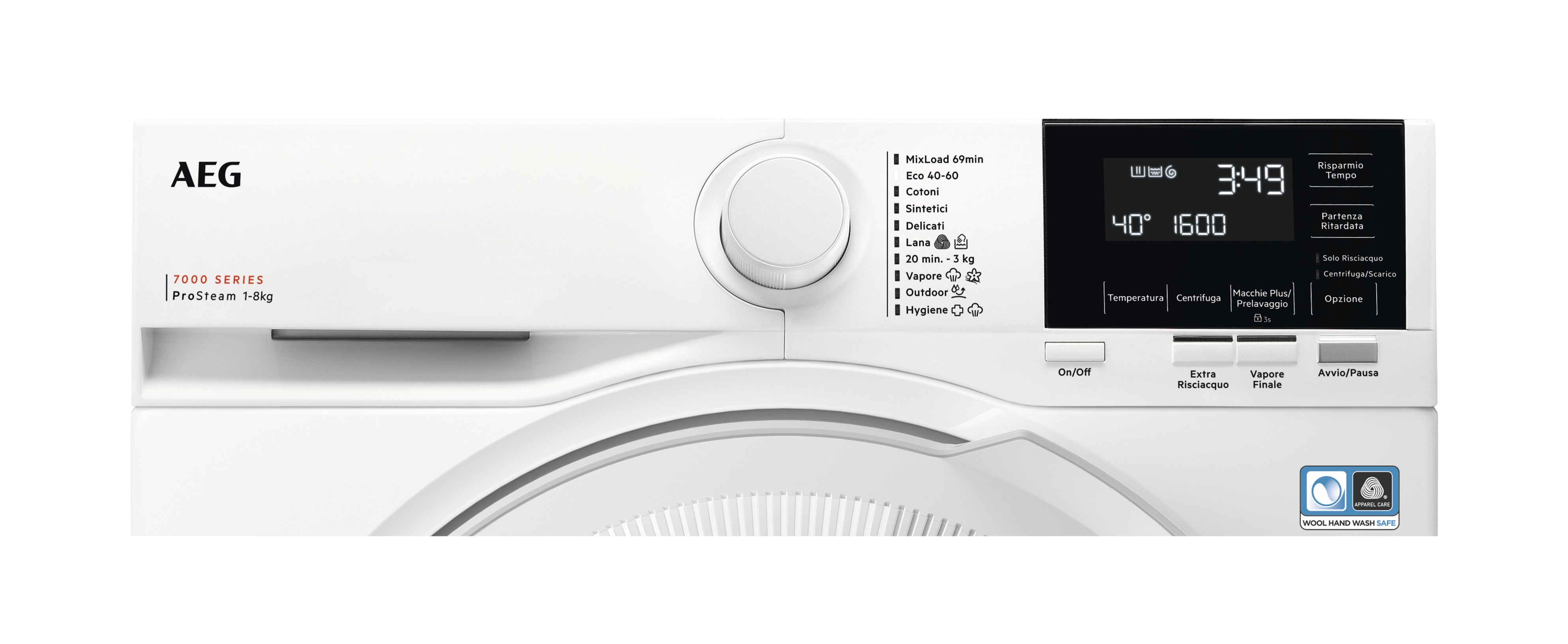 Lavatrice Libera Installazione Caricamento Frontale AEG Serie 7000 ProSteam LR7G86CW 8 kg 1600 Giri/min Bianco Classe A