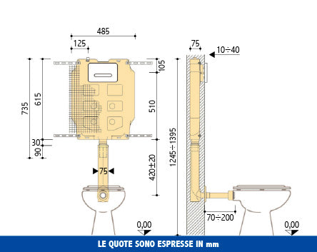 Cassetta Da Incasso Scarico Vaso Pucciplast Modello ECO 9 L - 4 L Doppio Tasto Anticondensa Montaggio Rapido per WC Sospesi Cod. 1322490201