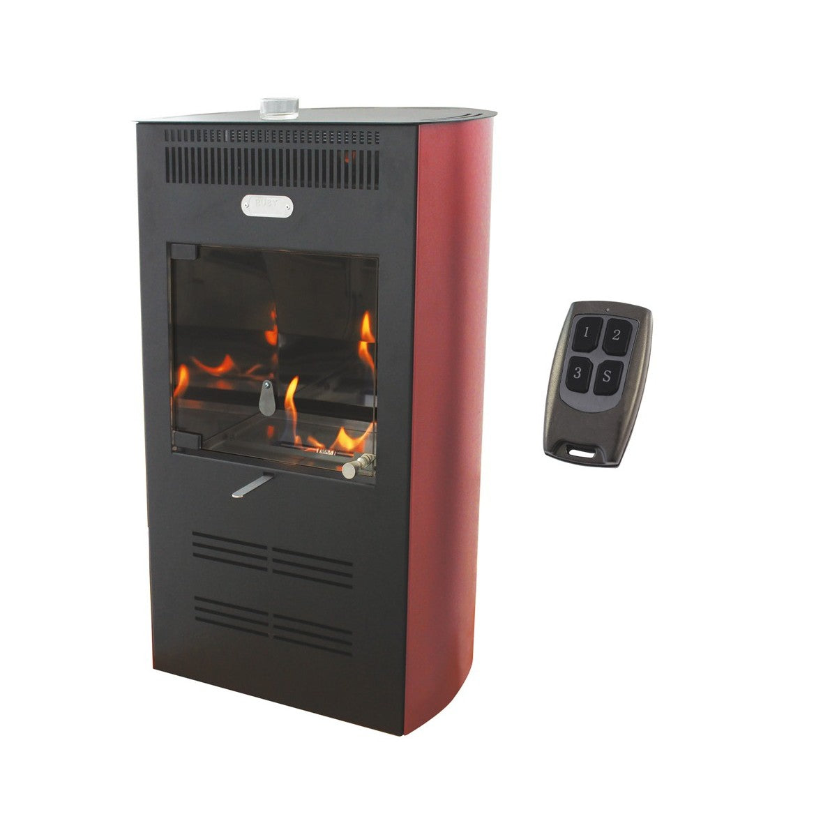 TECNOAIR SYSTEM Stufa a Bioetanolo Modello Ruby Elegance da 3 kW - Colore Bordeaux